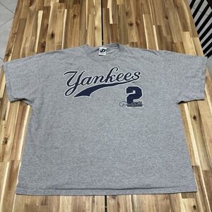 Vintage Derek Jeter Shirt Mens 2XL Gray Dynasty New York Yankees Boxy Fit Y2K